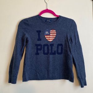 Polo Ralph Lauren girls’ size L/G (12-14) flip heart sweater